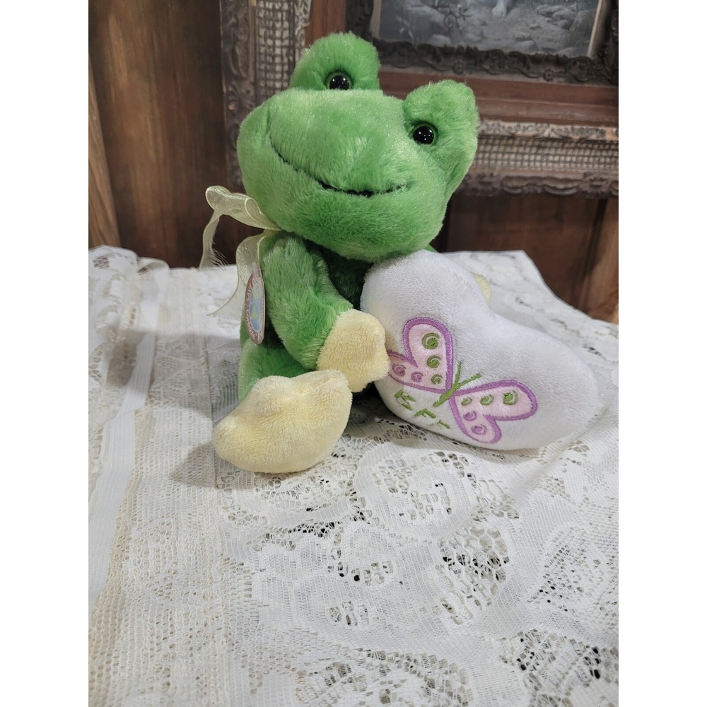 Dan Dee Green Hearts Frog Plush Soft Toy Stuffed Animal 7.5"